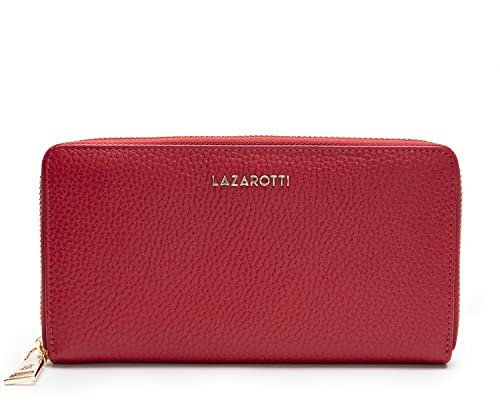 Lazarotti Bologna große Leder Geldbörse Damen | großes Reißverschlussfach, 16 Kartenfächer, Münzfach, RFID-Schutz | 19 x 4 x 10 cm