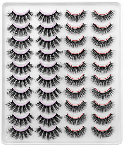 DYSILK 20 Paare Wimpern 6D Fake Lashes Falsche Wimpern Natürlich Cat Eye Eyelashes Künstliche Wimpern Selbstklebende Wimpern Fluffy Mink Lashes Wiederverwendba Wimpern Extensions Sets | 2 Stile