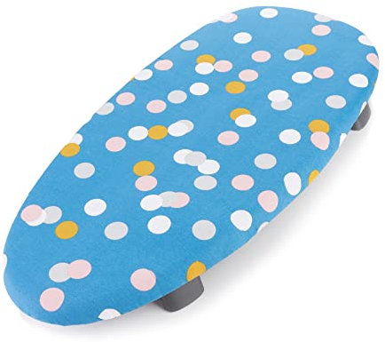Minky Homecare Therma-Lite Space Saver Table Top Ironing Board (27.5 x 13.3 inches) Lightweight, Compact, Flat-Folding Feet, Steam Iron Table. Ideal for Condos & Trailers, Blue Spots