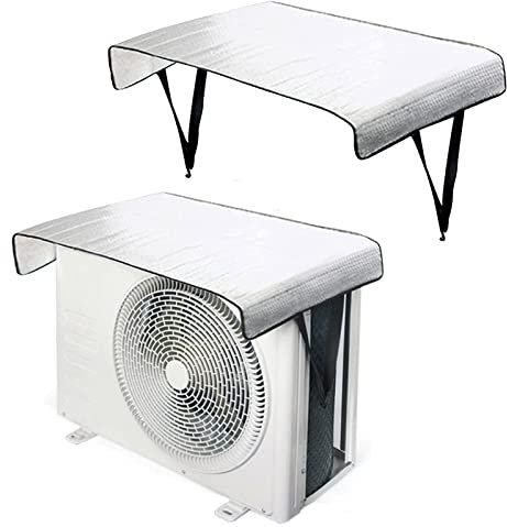Housse de Climatiseur Exterieur, 2 PCS Étanche Couverture Extérieure de Climatiseur, Universelle Film de Aluminium Housse de Protection Anti-UV Anti-Neige pour Unité Extérieure de Climatiseur 95x46cm