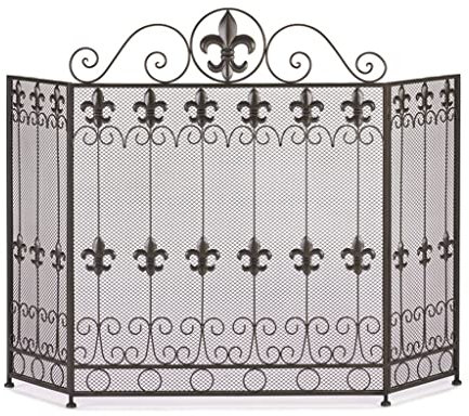 BNNP Kaminschirm aus Metall Kamin Bildschirm Panel Haushalt Netto Brandschutz Guardrail Embedded Fire Screen Dekoration Holz Burning Herd Zubehör Schwarz Feuerfunkenschutzgitter für Wohnzimmer