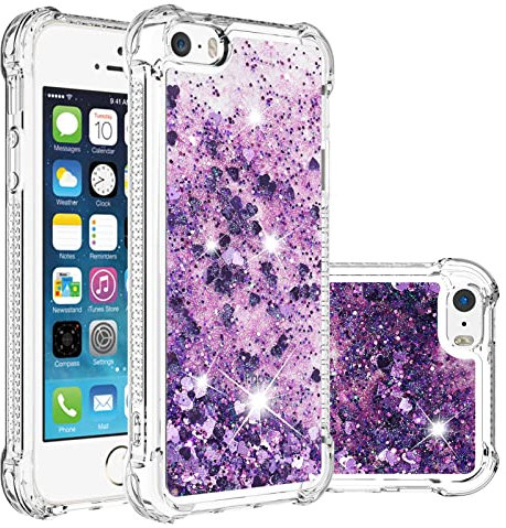 KBIKO-zxl Kompatibel mit iPhone SE 2022 Glitzer Handyhülle, Glitter Hülle Flüssig Treibsand Case Leicht Silikon TPU Bumper Schutzhülle Mädchen Frauen Hülle für iPhone 8.Purple YBL