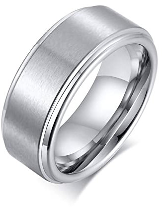 Tungsten Ring Men, Silber Ringe Herren Ring Damen 60 Damen Ringe Einfacher Ring Schmuck Ring
