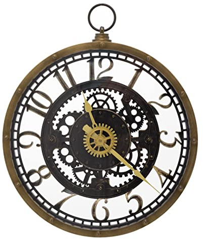Carousel Home Industrial Retro Pocket Watch Gear Cog Clock | Steampunk Vintage Style Wall Clock | Wall Clock Antique Effect Distressed Round Clock