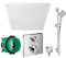 vanvilla Duschsystem mit Unterputz Duscharmatur von Hansgrohe Ecostat Square Thermostat und vanvilla Regendusche mit Armatur mit Thermosat, Duschkopf eckig, Dusch-SET HG38 poliert
