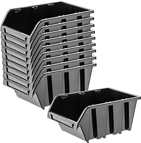 KADAX Contenitori Impilabili Per Pannello Porta Attrezzi da Parete, Cassette di Plastica per Minuteria, Scatole per Officina e Garage (10: Nero, 155 x 100 mm)