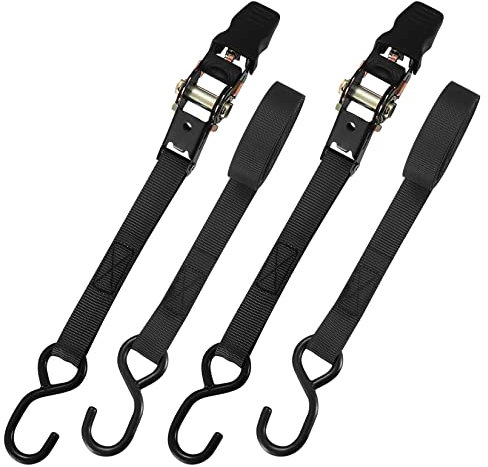 2 Pz Cinghia di Tensione, Cinghie di Fissaggio con Cricchetto, Cinghie di Ancoraggio con Ganci a S, Lunghezza 5m, Larghezza 25 mm, per Trasporto Merce, Attrezzature di Movimentazione