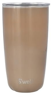 S'well Tumbler with Lid, 530ml, Pyrite, Vacuum-Insulated Travel Cup with Pop-On Lid, for Hot and Cold Beverages, On-the-Go up to 12h Cold/4h Hot