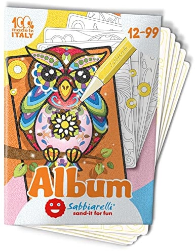 Sabbiarelli – Album Fantastische Tiere | Klebebögen für Sand Art | Enthält 5 Klebemotive A5 | 100% Made in Italy | Entspannendes Hobby | Jugendliche und Erwachsene | FARBSAND NICHT ENTHALTEN
