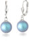 Schöner-SD Perlenohrringe 925 Silber Ohrhänger Perle hängend 10mm Irid. Light Blue