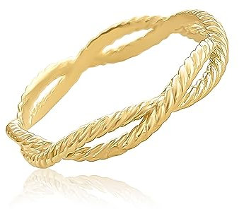 Mary & Jules Damen Ring Gold Infinity aus echtem 925 Sterling Silber, vergoldet, schlichter, feiner Fingerring, aus recyceltem Silber, Größe 52