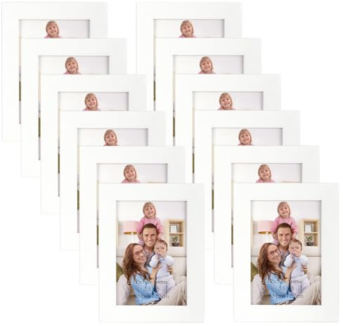 Giftgarden 12 Stück Bilderrahmen Set 9x13 cm für Fotos und Bilder, Weiß | Moderne Fotorahmen Collage, Wand- oder Tischaufsteller - Geschenk Freund