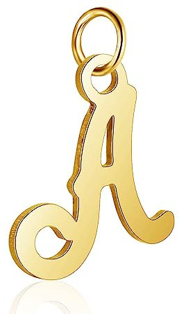 Bungsa Buchstaben Anhänger goldfarben A - Z Unisex aus 316L Edelstahl (A)