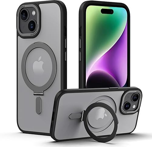 TECHGEAR iPhone 15 Plus Stand Case [Fusion Armour Ring] Premium Hybrid Tough Rugged Protective Magnetic Kickstand Case, Compatible with MagSafe Case for iPhone 15 Plus 6.7 - Black