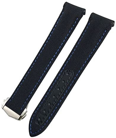 ENPAP 19 mm 20 mm 21 mm Canvas-Leder-Armband für Omega Seamaster 300 Speedmaster AT150 Planet Ocean Seiko Nylon-Uhrenarmband