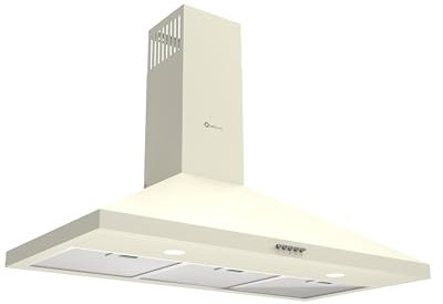 SOLTHERMIC CAMPANA EXTRACTORA 500 M/h TIPO PIRAMIDAL 8923 CREMA 90 CM ANCHO / 3 NIVELES DE POTENCIA/gran POTENCIA y SILENCIOSO/LUZ LED, FILTROS DE ALUMINIO