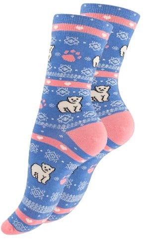 Vincent Creation Bunte Lustige Socken Damen & Herren Fun Socks Witzige Strümpfe Verrückte Socken Mehrfarbig als Geschenk, Einheitsgrösse, (36-40, EisbärBlauRosa)