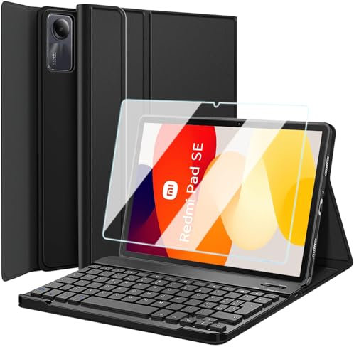Wineecy Tastiera Custodia per Xiaomi Redmi Pad SE 11 Pollici 2023 [Layout Italiano], 9H Pellicola Protettiva, Slim Cover con Magnetica Wireless Bluetooth Tastiera Keyboard (Redmi Pad SE)