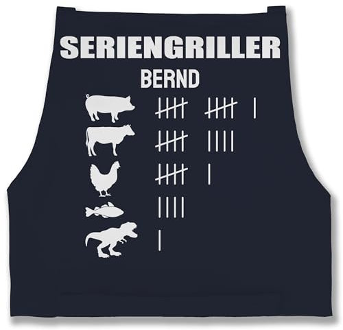 Schürze - Grillschürze - Seriengriller mit Name Lustiges Geschenk Grillen Grillgeschenk - 85x69 - Navy Blau - grill schürzen männer personalisierte bäcker lustige grillgeschenke zum backen,