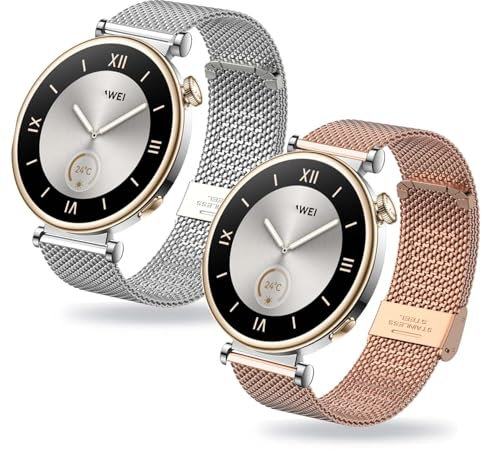 KUWAI 2 Stück Armbänder für Huawei Watch GT4 41mm, Rostfreier Stahl Magnetisches Armband für Männer und Frauen (I)