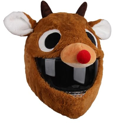 Helmüberzug, Hirschkostüm-Helmbezug, Plüsch-Motorradhelmbezug, Cartoon-Elch-Form, Schützender Plüsch, Weihnachten, Universell für helme, Motorrad-Geschenke, lustiger Helmüberzug, Motorradhelm