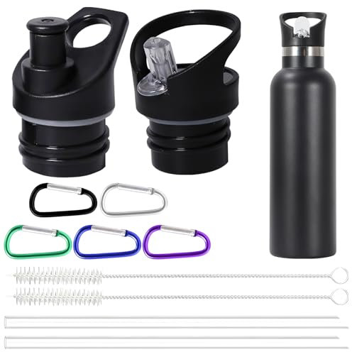 Ersatzdeckel Strohdeckel für Hydro Flask, Wasserflaschen-Ersatzstrohhut, Trinkflaschen Ersatzteile, Trinkhalmdeckel Standard-Mund Straw Lid mit Strohhalm Bürste, Sportkappen Wasserflaschenzubehör