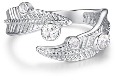 KINGWHYTE Feder Ring 925 Sterling Silber Hoffnung Daumen Ringe CZ Einstellbare Finger Ring Schmuck Geburtstag Geschenke