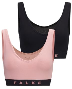 FALKE Damen Bustier Daily Comfort Multipack W Bu Baumwolle atmungsaktiv 2 Stück, Mehrfarbig Black Light Pink 0030, M
