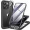 Miracase 360 Grad für iPhone 15 Pro Max Hülle mit Eingebaut Glas Schutzfolie, Komplettschutz HandyHülle Stoßfest Case für iPhone 15 Pro Max Schutzhüllen 6,7 Zoll, Schwarz