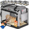 CADOCA® Hundebox faltbar Transportbox M 60x42x44cm robust atmungsaktiv Transporttasche Auto Rückbank Haustiertransportbox Hundetragetasche Grau