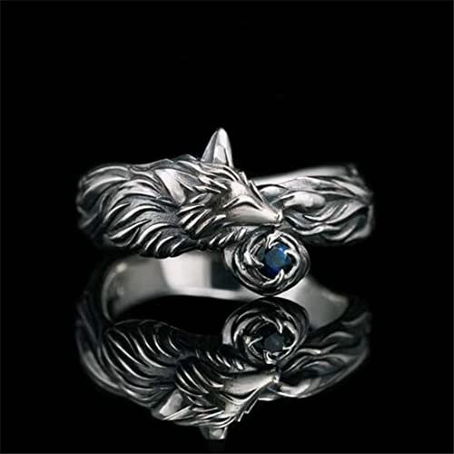 SHOUKAII Vintage Blau Kristall Fuchs Tier Ring Europäischen Und Amerikanischen Frauen Punk Zeigefinger Ring Kreative Schmuck Geschenke