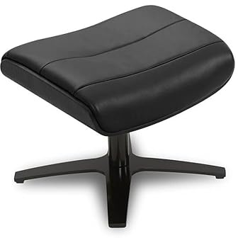 Repose pieds en cuir noir et chene noir, Vega