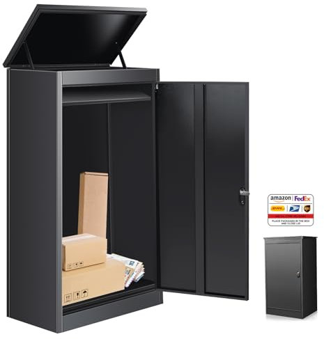 Express Package Delivery Box for Outside, Ultra Large Parcel Drop Boxes with Lock Made of Automotive Steel, Waterproof Anti-Theft Parcel Drop Box for Home Business (120CM/50INCH)