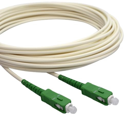 Conectra® - Cable de fibra óptica | OS2 | 9/125µm monomodo | Simplex | SC/APC a SC/APC | blanco | ideal para redes domésticas FTTH | cable de fibra óptica SC/SC (longitud 40 m)