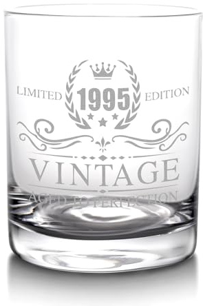 xilaxila Whiskeyglas zum 30. Geburtstag für Männer, Vintage 1995, Whiskey-Geschenke für Ihn, Vater, Ehemann, Freunde, 325 ml