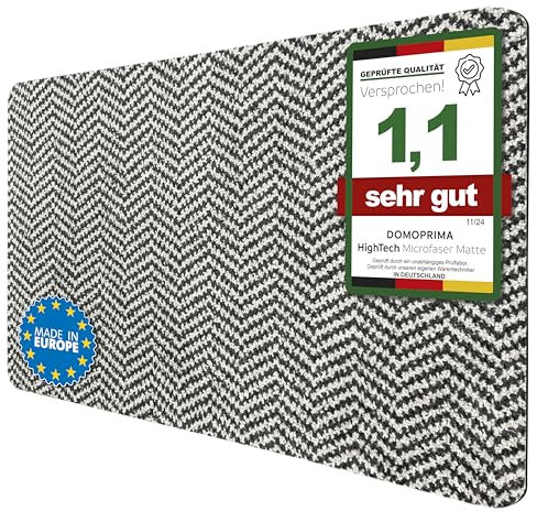 DOMOPRIMA Mikrofaser Schmutzfangmatte 80x50 cm, waschbar, extrem saugfähig, Anti-Rutsch Technologie, Magic Clean Mat, Fußmatte im Fischgrätmuster (anthrazit-hellgrau, 80 x 50 cm)
