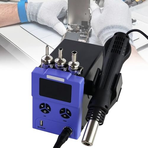 VNATWGOO 600W Soldering Heat Gun, 100~480°C Adjustable Temperature Air Volume, Hot Air Desoldering Machine, SMD Hot Air Rework Station,220V