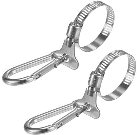 M METERXITY 2-Pack Flag Pole Rings 0.8-1.5 Inch, Stainless Steel Flagpole Clips with Adjustable Flagpole Clamp for Garden/Truck/Boat/Outdoors