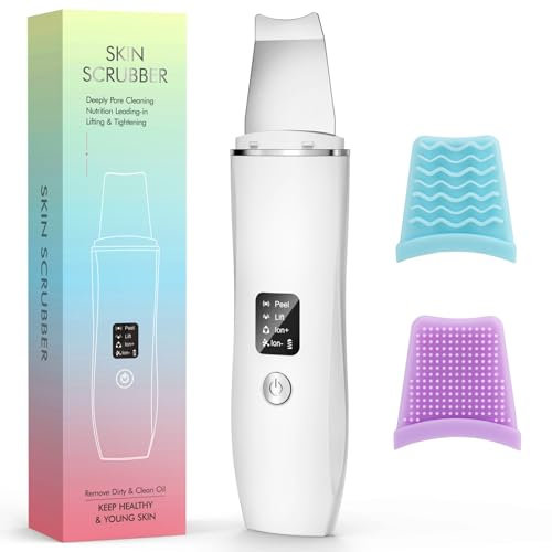 TIUKCAS Épurateur de Peau du Visage,élimine les Points Noirs,Nettoyage en Profondeur,Soins du Visage et Élimination,Matériau ABS+acier inoxydable,Ultrasonique Épurateur Visage Skin Scrubber EMS,4mode