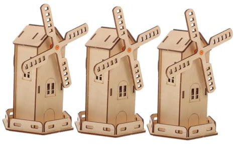 Toyvian 3stücke Solarspielzeug Aus Holz Für Junge Mädchen DIY-windmühlen-bausatz Solar-windrad-modellbausatz Pädagogisches Windmühlen-bauprojekt Handgefertigter Modellbausatz Mit