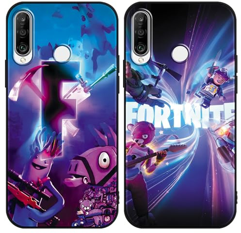 Yimctoie 2 Stück Handyhülle für Huawei P30 Lite Hülle 6.15, Anime Game Cartoon Muster Aesthetic Design, Dünn Weich TPU Silikon Slim Fit Stoßfest Kratzfest Schutzhülle, cool