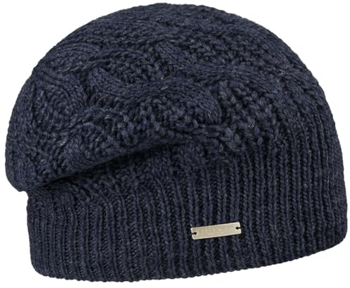 Seeberger Landesta Headsock Beanie Damenmütze Wintermütze Strickmütze Damen - mit Futter Herbst-Winter Winter - One Size dunkelblau