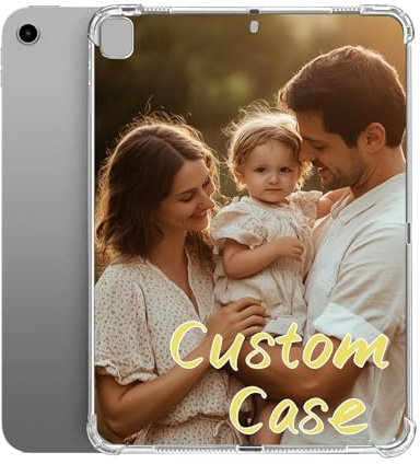 Custom Photo Case for iPad 9th Generation 10.2 inch 2021 (Model: A2603 A2604), iPad Personalized Picture Text Slim Flexible Soft TPU Shockproof Anti-Fall Transparent Case（1 Photo）