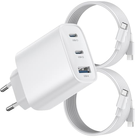 BHHB Cargador USB C 40W 3-Puertos Enchufe Cargador USBC Tipo c Carga Rapida Carregador Multiple Rapido for iPhone 17 16 15 14 13 12 11 Pro MAX XR XS 8 7, iPad, Samsung, Tablet