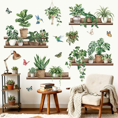wondever Pegatinas de Pared Plantas en Macetas Adhesivos Decorativos
