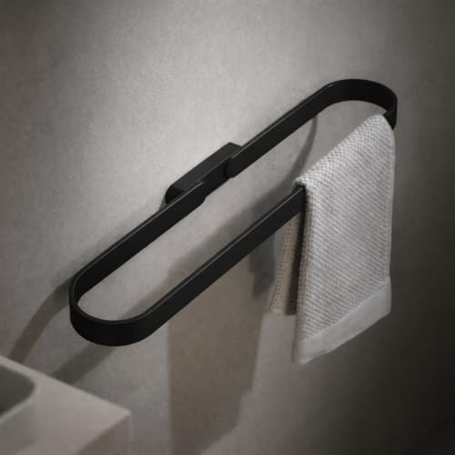 Handtuchhalter zur Wandmontage aus Aluminium für Bad, Küche & Außenbereich, platzsparend & hygienisch, pulverbeschichtet, Made in EU – LUMO (Schwarz)