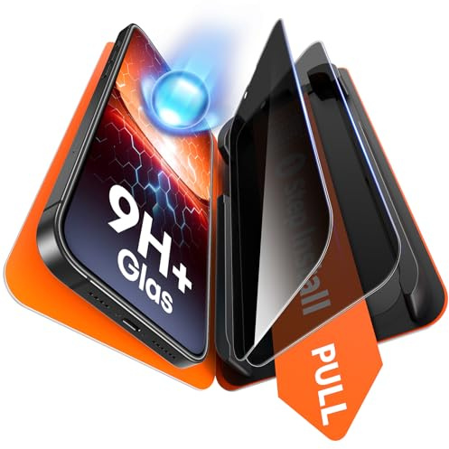 TAURI 2 Pack for iPhone 13 Screen Protector Privacy, 1-Step Install | Auto Dust-Removal, 9H+ Tempered Glass Anti-Spy HD Film, Full Coverage Protection, Anti-scratch [Military-Grade Shatterproof]