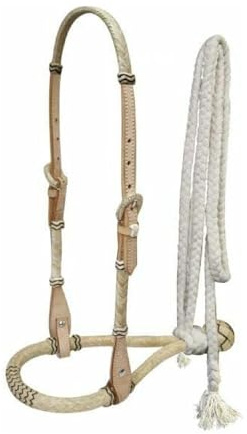 SHOWMAN Bosal-Kleiderbügel aus Leder mit Bosal und Mecate aus Rohleder
