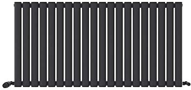 iBathUK Strata Horizontal Radiator, Single Oval Panel Radiators, 600x1200mm Slim Radiator for Bathroom,Kitchen,Living Room - Anthracite