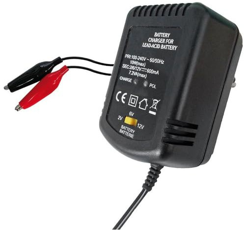 CARICA BATTERIE BATTERIA AL PIOMBO 2V 6V 12V 600mAH STABILIZZATO LED DI STATO